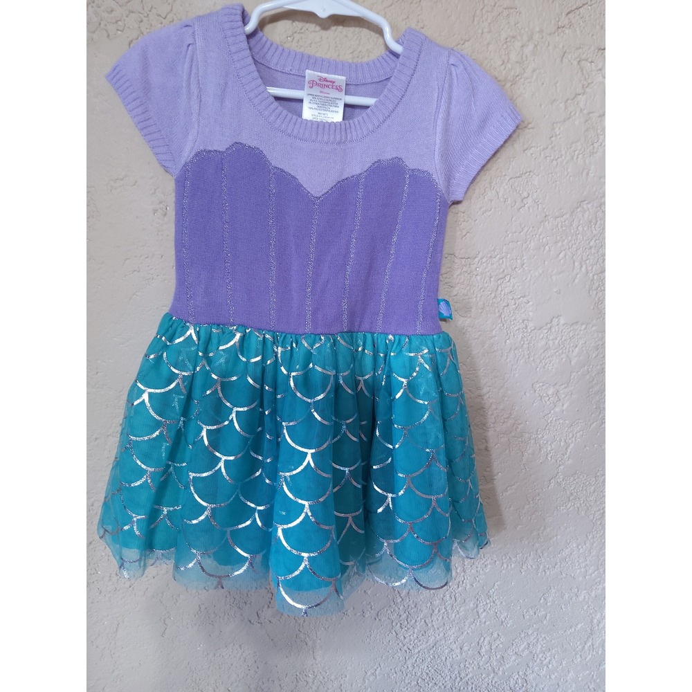 Disney Princess Ariel Little Mermaid Purple Teal Tulle Sweater Dress 2T